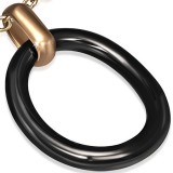 Pendentif céramique 04 - Ovale noir attache rose