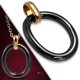 Pendentif céramique 04 - Ovale noir attache rose