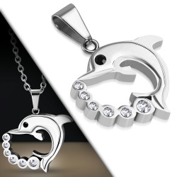 Pendentif animal 16 - Dauphin avec ligne de strass