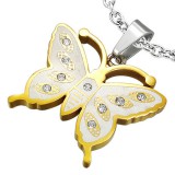 Pendentif animal 17 - Papillon avec zircones Gold-IP
