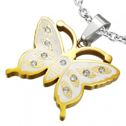 Pendentif animal 17 - Papillon avec zircones Gold-IP