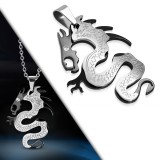 Pendentif animal 19 - Dragon noir et acier