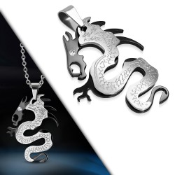 Pendentif animal 19 - Dragon noir et acier