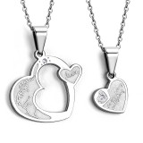 Pendentif pour couple 03 - Coeur et coeur
