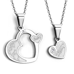 Pendentif pour couple 03 - Coeur et coeur