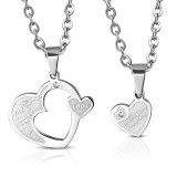 Pendentif pour couple 03 - Coeur et coeur