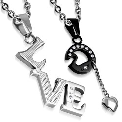 Pendentif pour couple 08 - LVE et O noir