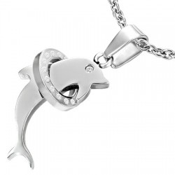 Pendentif animal 34 - Dauphin danc cercle avec strass