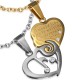 Pendentif pour couple 18 - Coeur et coeur jaune