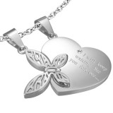 Pendentif pour couple 19 - Coeur et papillon jaune