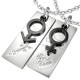 Pendentif pour couple 25 - Plaques homme et femme noires