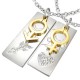 Pendentif pour couple 26 - Plaques homme et femme jaunes