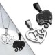 Pendentif pour couple 29 - Coeur gris et coeur noir