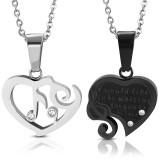 Pendentif pour couple 29 - Coeur gris et coeur noir