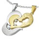 Pendentif pour couple 34 - Coeur gris et coeur jaune