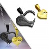 Pendentif pour couple 36 - Coeur noir et coeur jaune