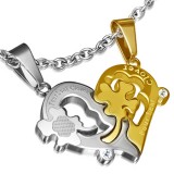 Pendentif pour couple 37 - Coeurs avec trêfles