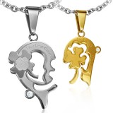 Pendentif pour couple 37 - Coeurs avec trêfles