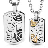 Pendentif pour couple 38 - Plaques noires et roses
