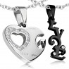 Pendentif pour couple 42 - Coeur gris et love noir