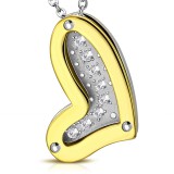 Pendentif coeur jaune avec strass (02)