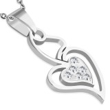 Pendentif deux coeurs gris (04)