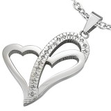 Pendentif coeur ligne de strass (05)