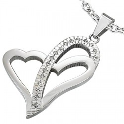 Pendentif coeur ligne de strass (05)