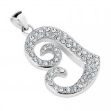 Pendentif coeur deux spirales multistrass (06)