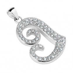 Pendentif coeur deux spirales multistrass (06)