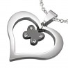 Pendentif coeur et papillon noir (07)