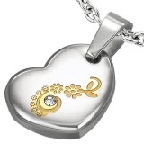 Pendentif coeur et fleurs jaunes (08)