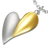 Pendentif coeur gris et jaune (09)