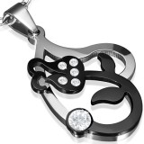 Pendentif coeur et fleur noire (11)