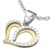 Pendentif coeur jaune lignes de strass (22)
