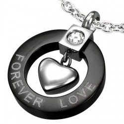 Pendentif coeur forever love noir (24)