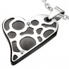 Pendentif coeur noir motifs gris (26)