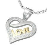 Pendentif coeur et love jaune (29)