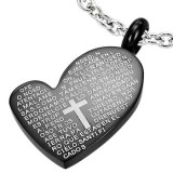 Pendentif coeur noir écritures en latin (30)