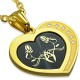 Pendentif coeur noir et jaune fleurs (31)