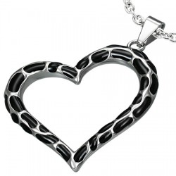 Pendentif coeur gris et noir (32)