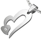 Pendentif coeur et petit coeur strass (35)