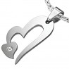 Pendentif coeur et petit coeur strass (35)