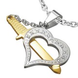 Pendentif coeur et dague jaune (28)