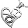 Pendentif coeur petit cercle noir strass (34)