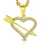 Pendentif coeur gold-ip zirconeset flêche (46)
