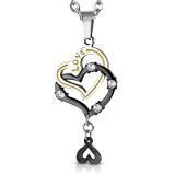 Pendentif coeurs jaunes et noirs chainette (48)