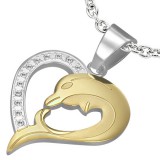 Pendentif coeur avec dauphin jaune (49)