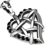 Pendentif coeur strass noirs (50)