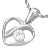 Pendentif coeur zircone rond transparent (52)